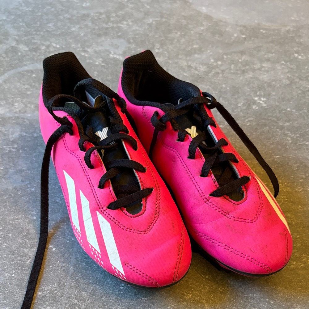 Adidas Bright Pink Soccer Shoes with Black Accents